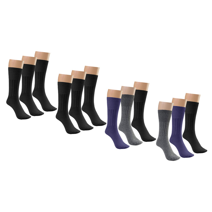 12-Pairs: Physician Approved Non-Binding Diabetic Circulatory Comfortable Moisture Wicking Dress Socks Image 4