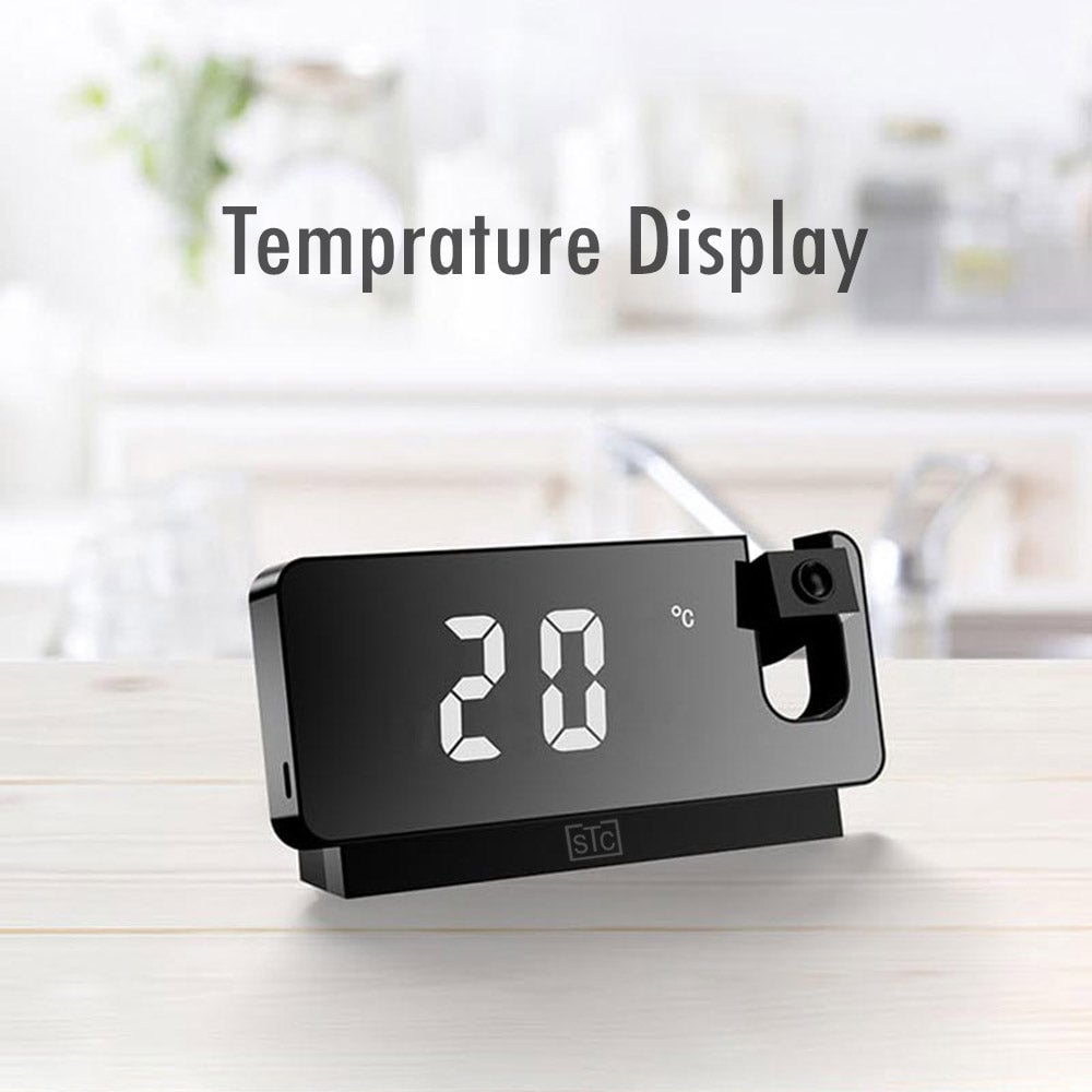 Projection Alarm Clock Digital Clock with 180 Rotatable Projector Large LED Display Date Temperature Clock for Your Image 7