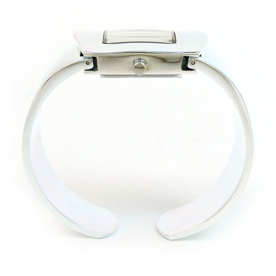 Silver Square Face Shiny Bangle Cuff Watch Image 4