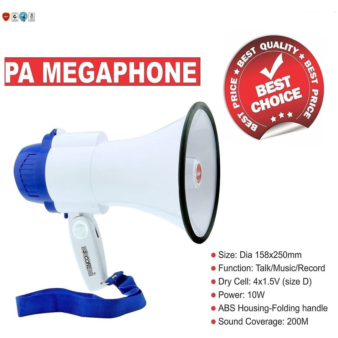 Megaphone Bullhorn Cheer Horn Mic Recording Siren Blow Horn Rechargeable battery Hand Held Mega Phone Loudhailer Image 4