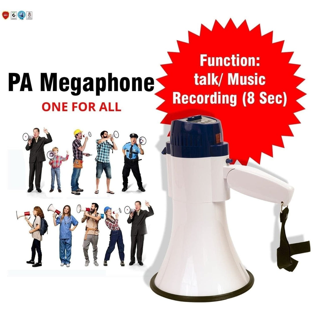 Megaphone Bullhorn Cheer Horn Mic Recording Siren Blow Horn Rechargeable battery Hand Held Mega Phone Loudhailer Image 6