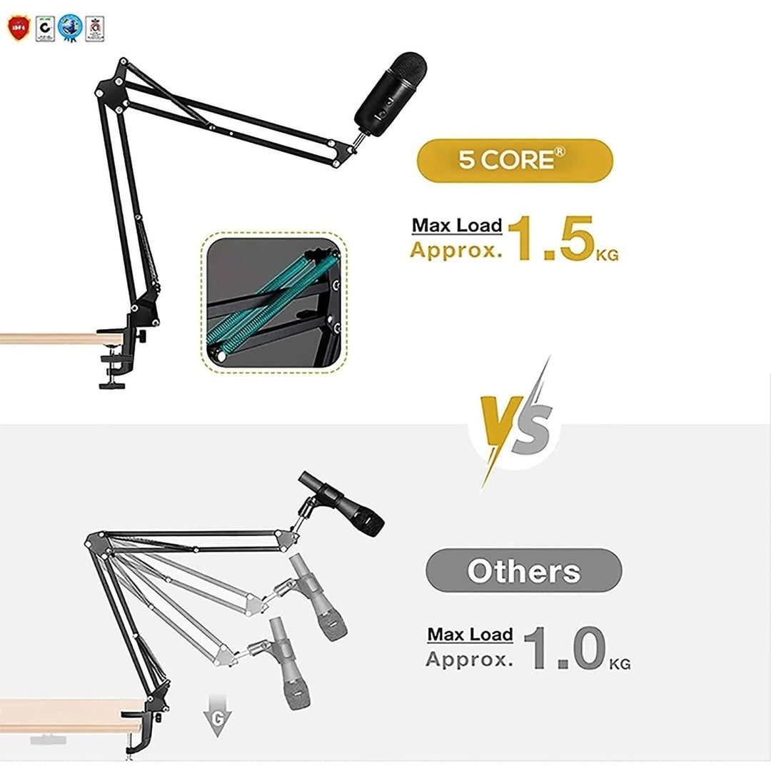 Professional Microphone Stand Heavy Duty Suspension Scissor Arm Stand and Windscreen Mask Shield RM STND 2 (with Pop Image 3