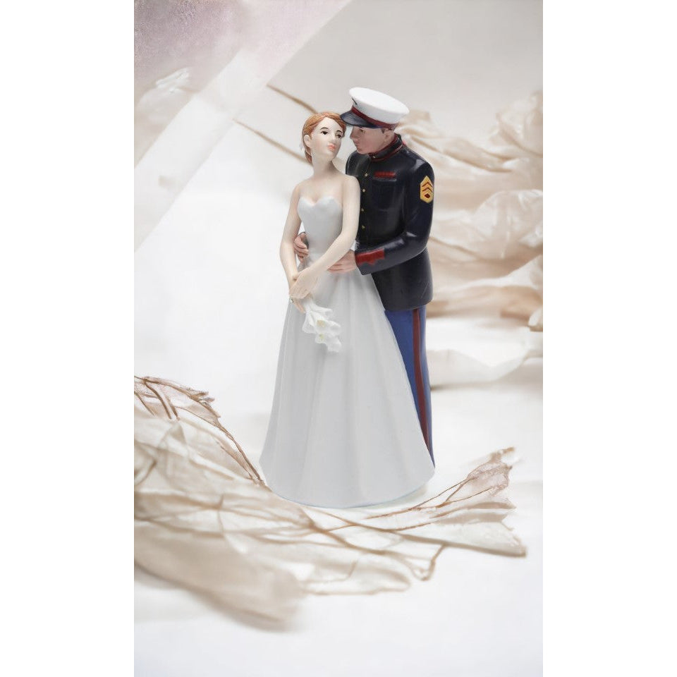 Ceramic Bride and Marine Groom Wedding Couple FigurineWedding DcorAnniversary Dcor, Image 2
