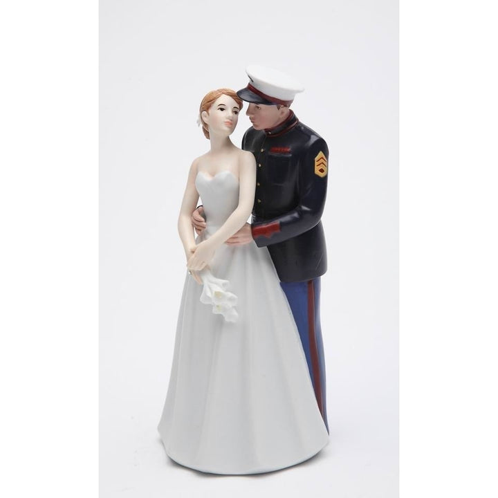 Kevins Gift Shoppe Ceramic Bride and Marine Groom Wedding Couple Figurine Image 3