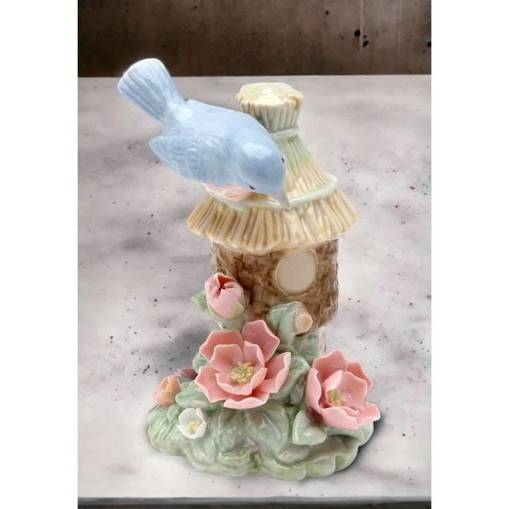 Ceramic Bluebird On Birdhouse FigurineHome DcorKitchen Dcor, Image 2