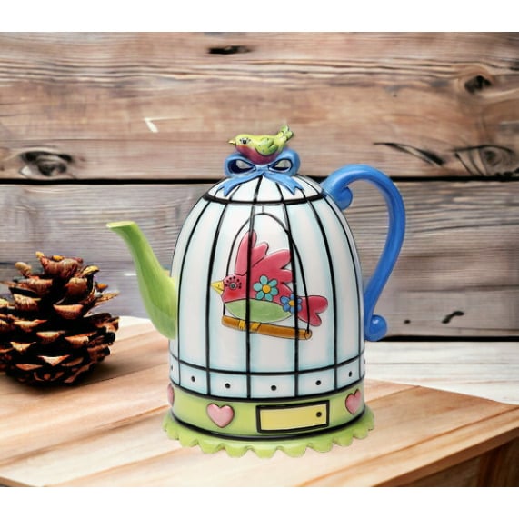 Babs Ceramic Birdcage Teapot 6.625 Inch Image 2