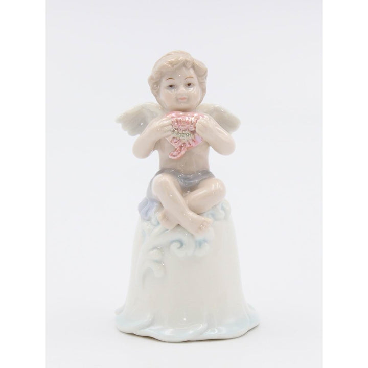 Ceramic Cherub Angel Mini Bell 2.875 x 2.75 x 4.75 Baptism Gift Image 3