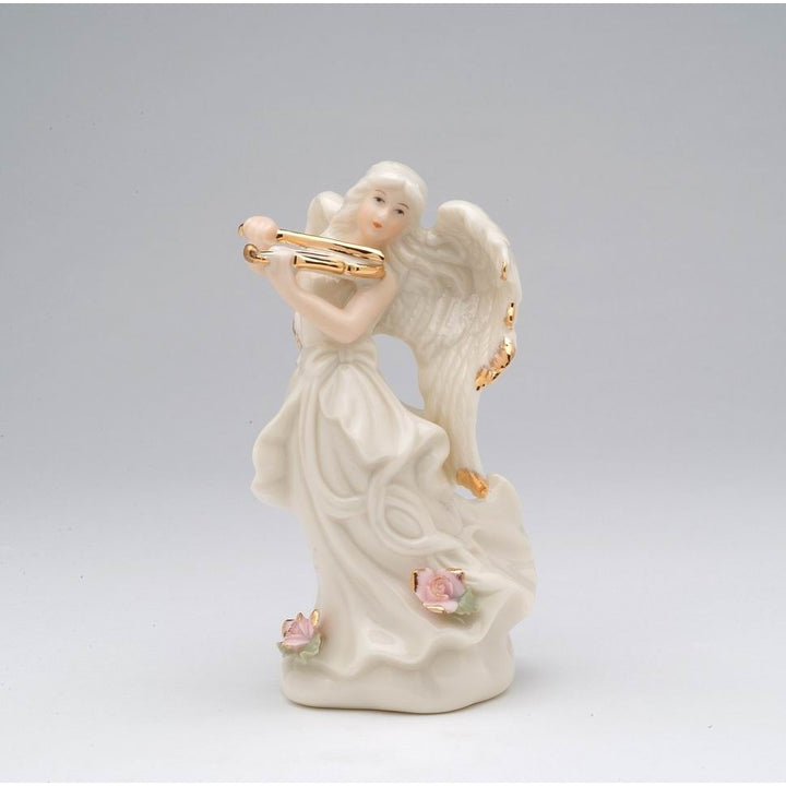 Ceramic Angel Playing Violin Figurine 4.5" Religious Gift Baptism Image 3