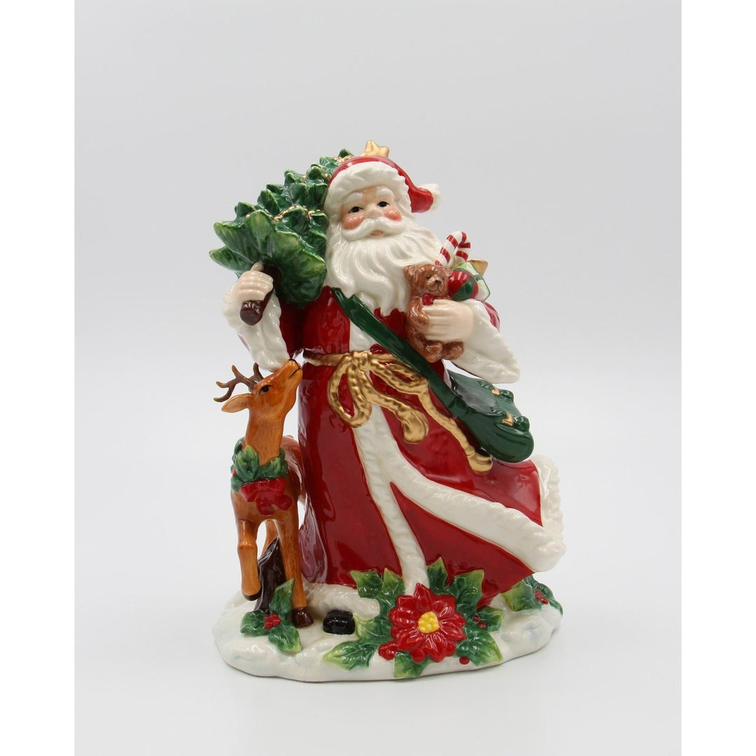 Ceramic Santa Reindeer Figurine 7.5"x6"x10" Christmas Image 2