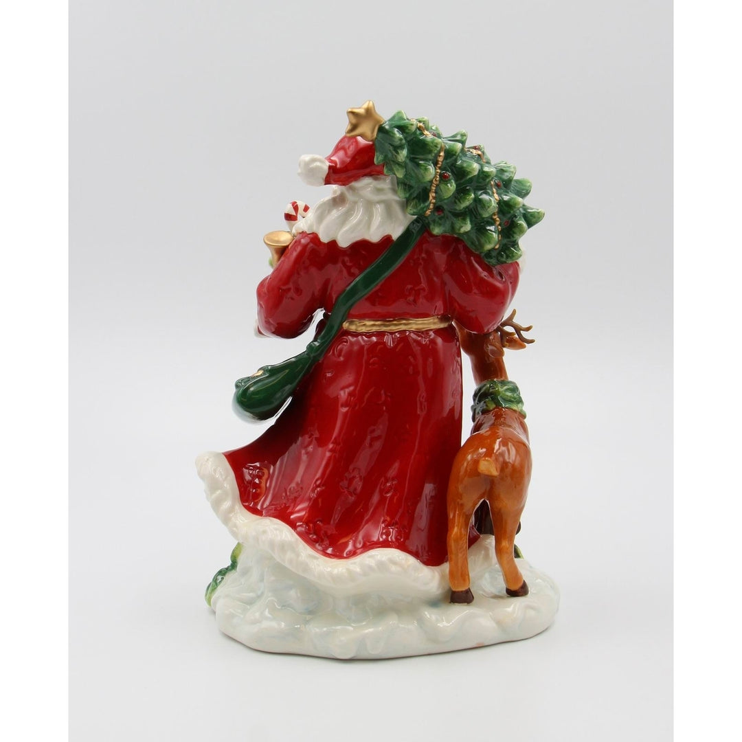 Ceramic Santa Reindeer Figurine 7.5"x6"x10" Christmas Image 3