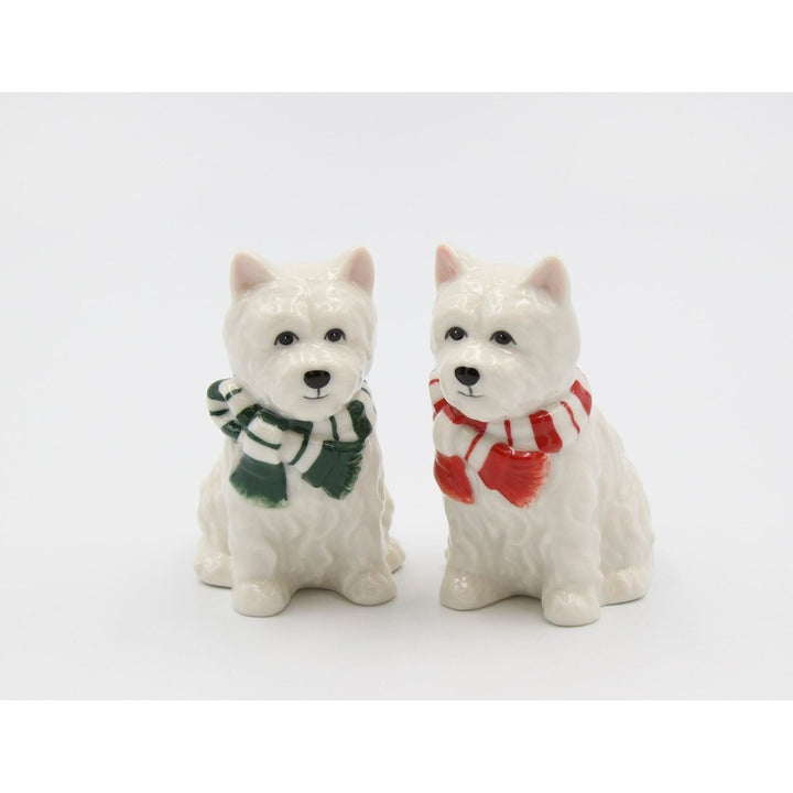 Ceramic Westie Dog Salt and Pepper Shaker Set Christmas Kitchen Gift Image 3