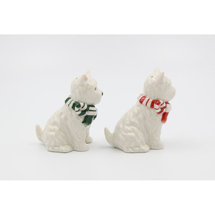 Ceramic Westie Dog Salt and Pepper Shaker Set Christmas Kitchen Gift Image 4