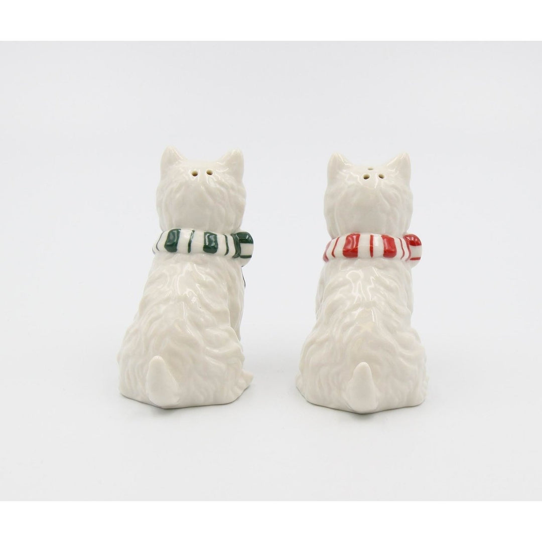 Ceramic Westie Dog Salt and Pepper Shaker Set Christmas Kitchen Gift Image 6