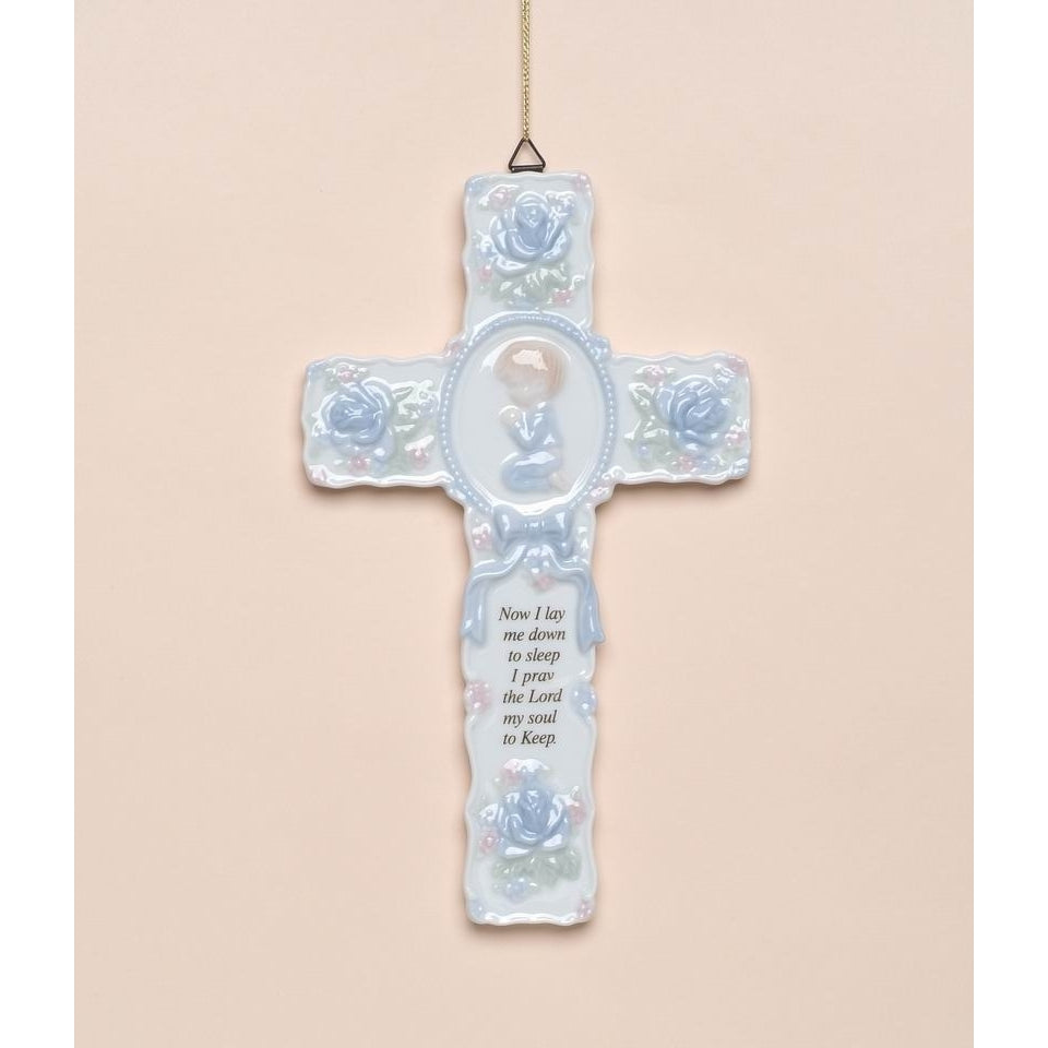 Ceramic Cross with Praying Boy 8.75x5.25 Religious Gift Image 2