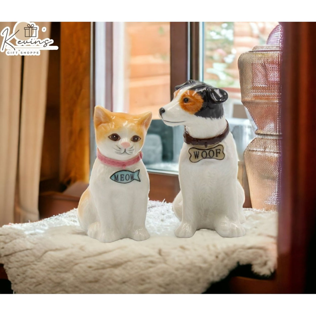 Ceramic Dog and Cat Salt and Pepper Shakers Image 1