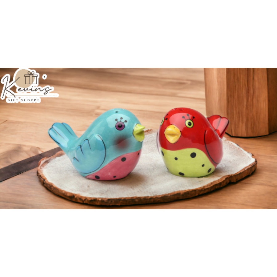 Ceramic Dotted Red And Blue Love Birds Salt and Pepper ShakersHome DcorKitchen Dcor, Image 1