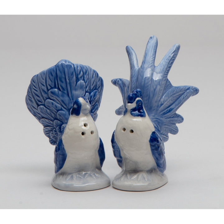 Ceramic Mini Blue Rooster Salt and Pepper Shakers Image 4