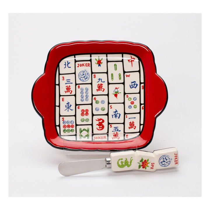 Ceramic Mahjong 2pc Spreader Dish Set Kitchen Gift Player Image 4