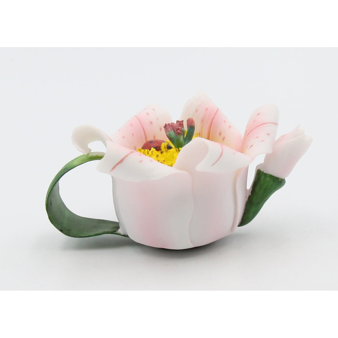 Ceramic Ladybug on Lily Flower Mini TeapotHome DcorMomFarmhouse Kitchen Dcor, Image 3