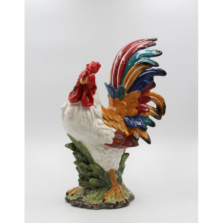 Ceramic Harvest White Rooster Figurine 11x6.5x15.75 Fall Gift Image 2