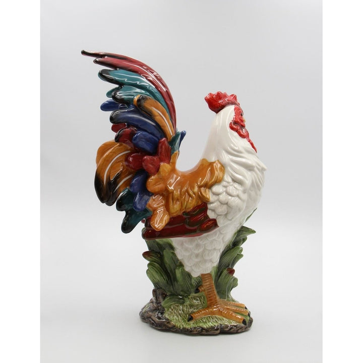 Ceramic Harvest White Rooster Figurine 11x6.5x15.75 Fall Gift Image 3