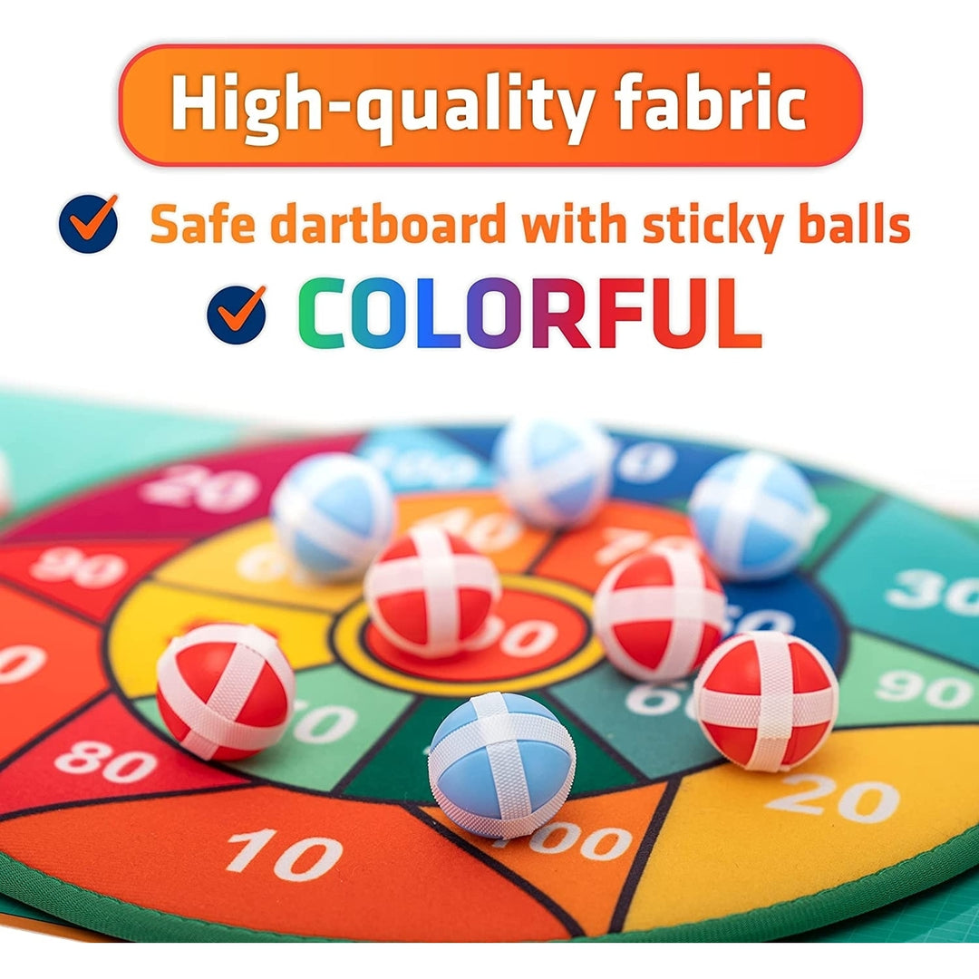 Bootatex Dart Board 13 Inches with Attachable Scoreboard - Set for Kids with 8 Sticky Balls Safe Classic Dartboard Image 3