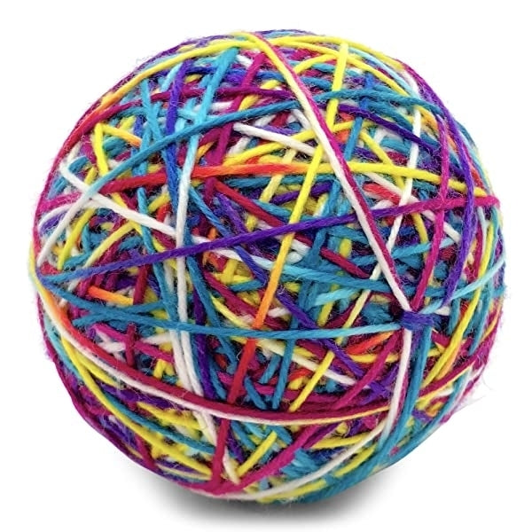 Categories Knitty Kitty Large Multi-Color Yarn Ball Cat Toy with Rattle Image 2