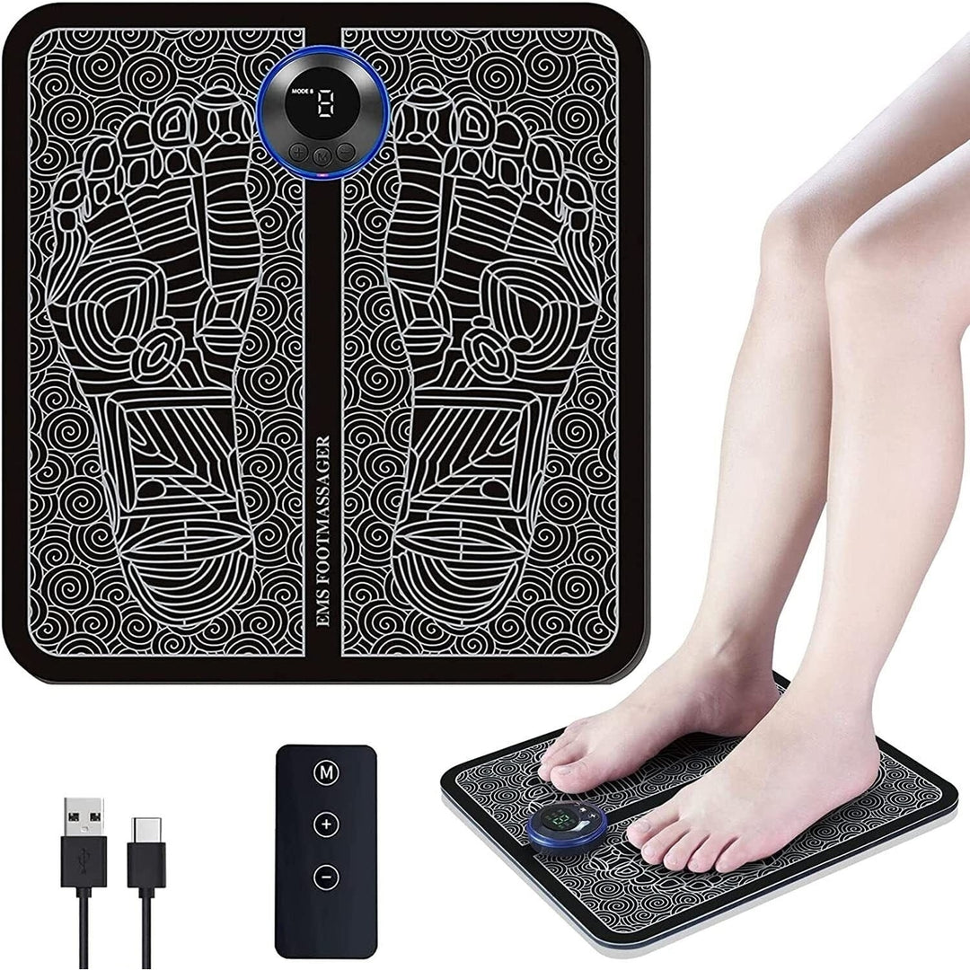 EMS Foot Massager MatFoldable Feet Stimulator Reflexology Massage Mat with Remote8 Modes and 19 LevelsBONUS Foot File Image 3