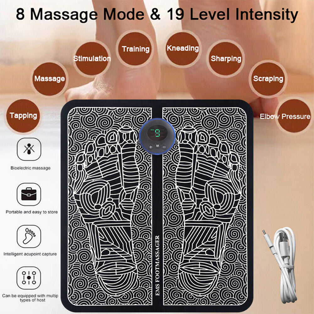 EMS Foot Massager MatFoldable Feet Stimulator Reflexology Massage Mat with Remote8 Modes and 19 LevelsBONUS Foot File Image 4