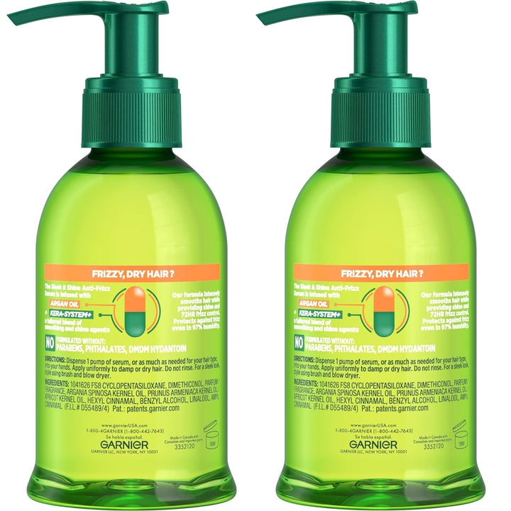 Garnier Fructis Sleek and Shine Anti-Frizz Serum for FrizzyDry HairArgan Oil5.1 Fl Oz2 Count Image 2