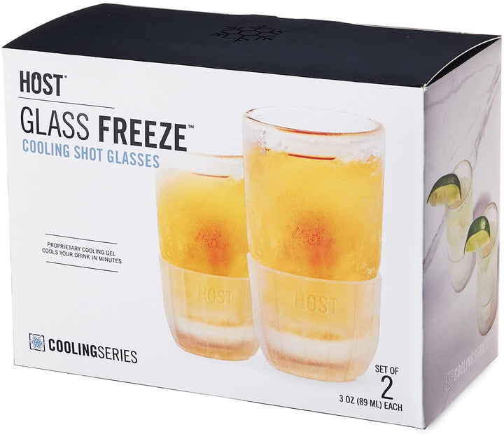 Host Freeze Shot Glass Old Fashioned Double Walled Cooling Shot Glass with Clear Silicone Band3ozSet of 2 Image 3