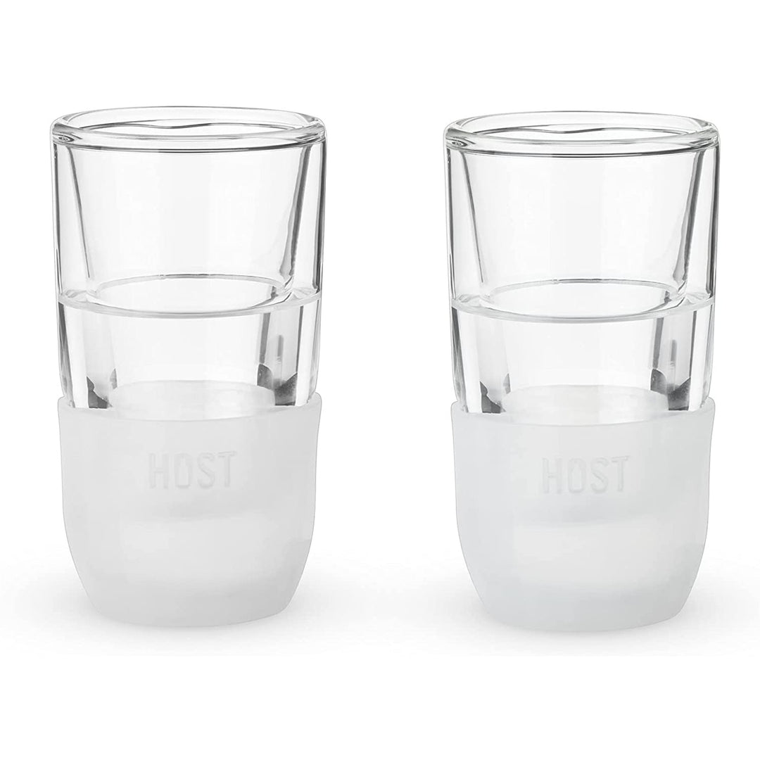 Host Freeze Shot Glass Old Fashioned Double Walled Cooling Shot Glass with Clear Silicone Band3ozSet of 2 Image 6