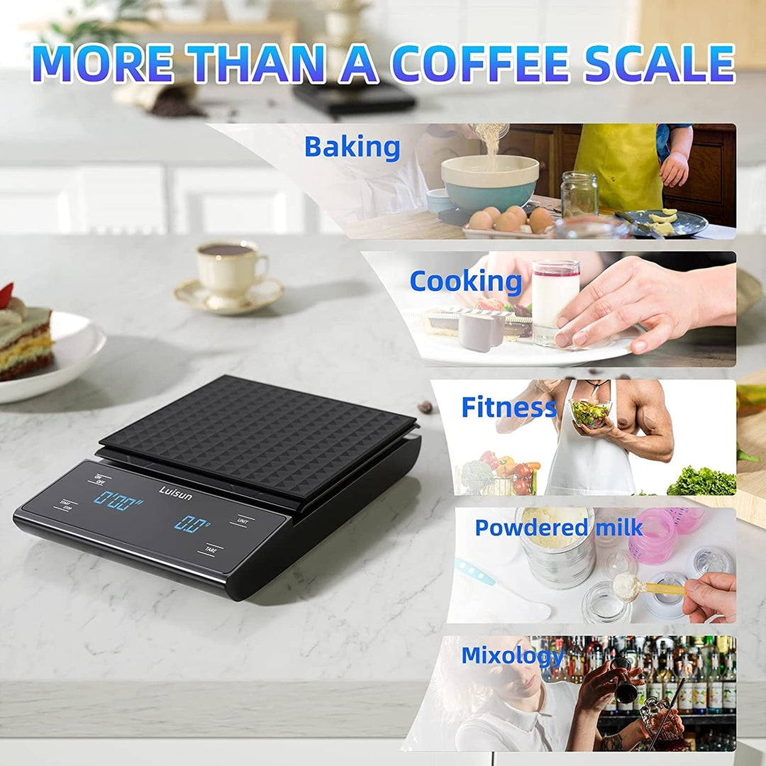 Luisun Coffee Scale with Timer Digital Espresso Coffee Scale Pour Over Drip 3kg/0.1g High Precision with Back-Lit LCD Image 3