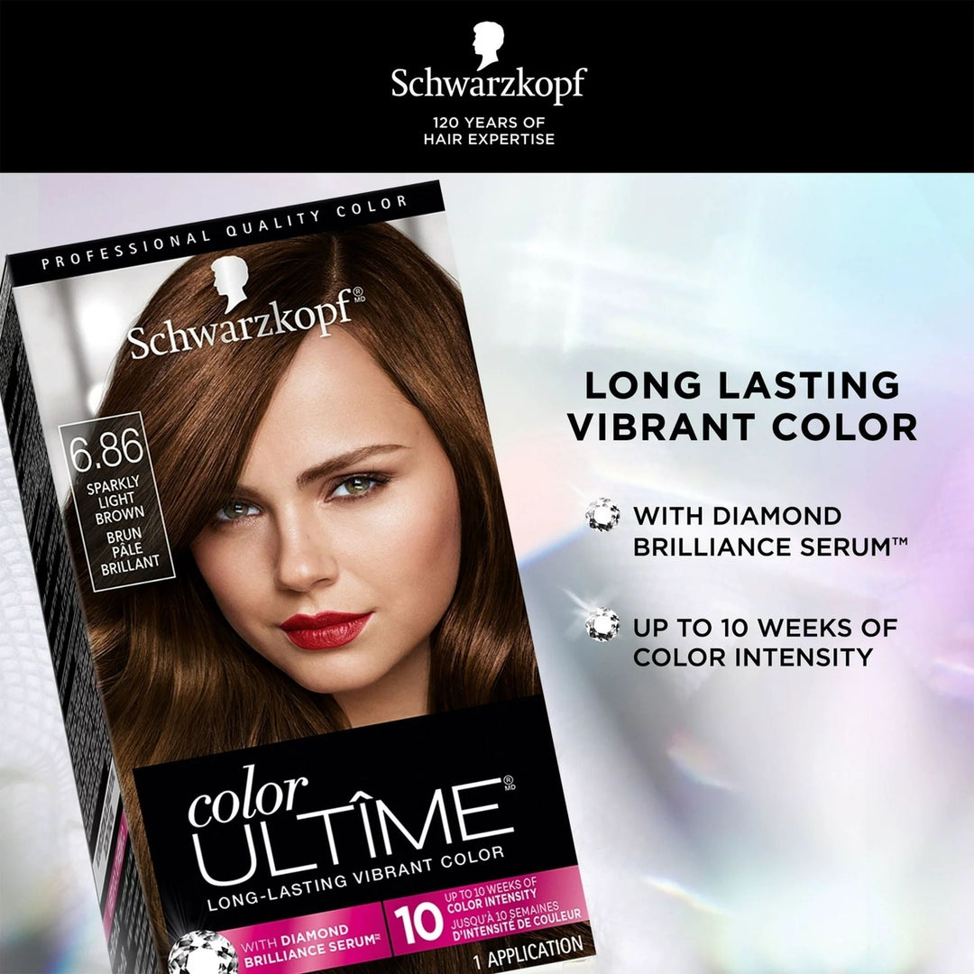 Schwarzkopf Ultime Metallics Permanent Hair Color Cream6.86 Sparkly Light Brown Image 9