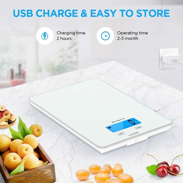 USB Rechargeable Food Scale 33lb 15Kg Kitchen Scale Digital Weight Grams and oz for Cooking Baking Image 3