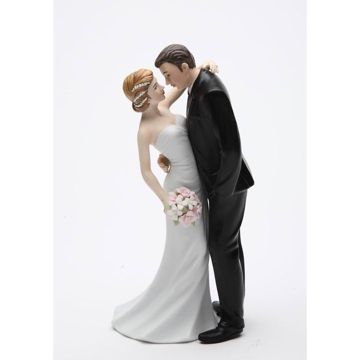 Ceramic Caucasian Wedding Bride and Groom Figurine 3.625 x 2.5 x 7 Inches Gift Image 4