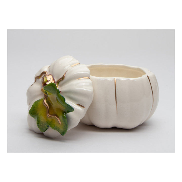 Ceramic White Pumpkin Candy Box - Small SizeHome DcorKitchen DcorFall DcorThanksgiving Dcor Image 3