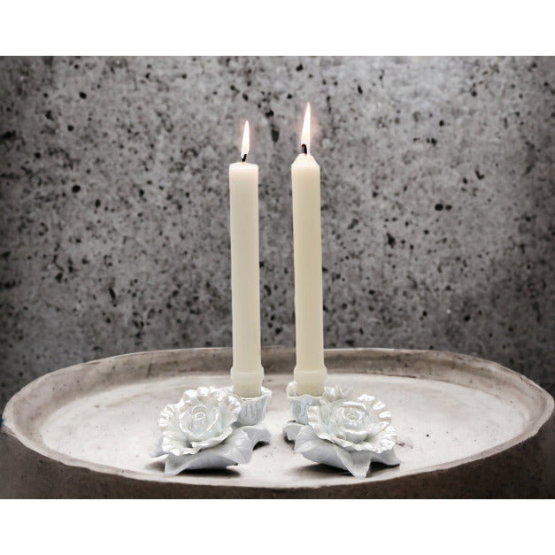 Ceramic White Rose Candle Holder-Set of 2Wedding Dcor or GiftAnniversary Dcor or GiftHome Dcor, Image 2