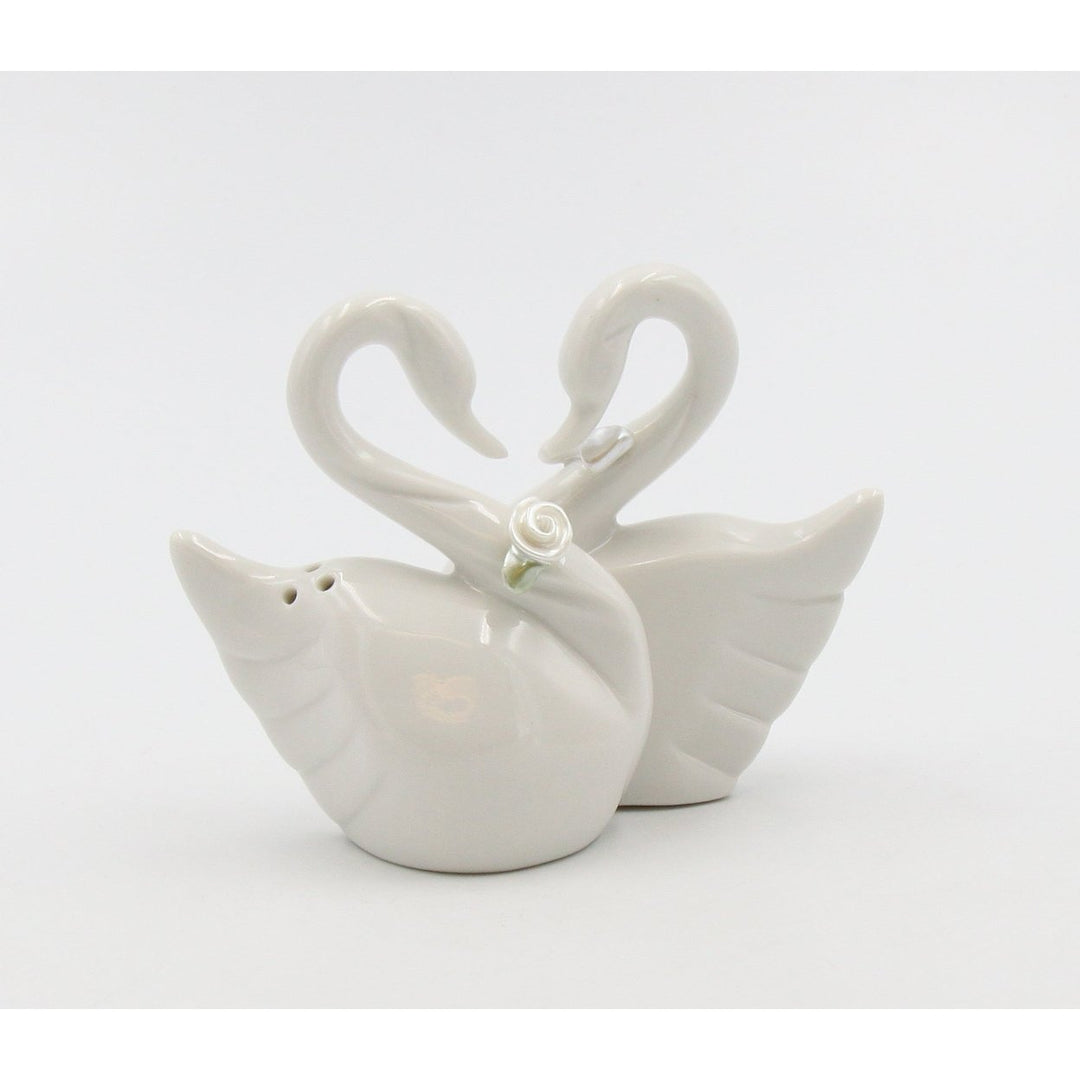 Ceramic Swan Couple Salt and Pepper Shakers Gift Image 3