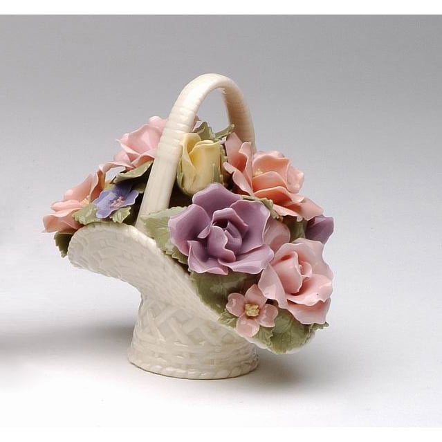 Handcrafted Ceramic Roses Flower Basket 4.5in  Nature Image 3