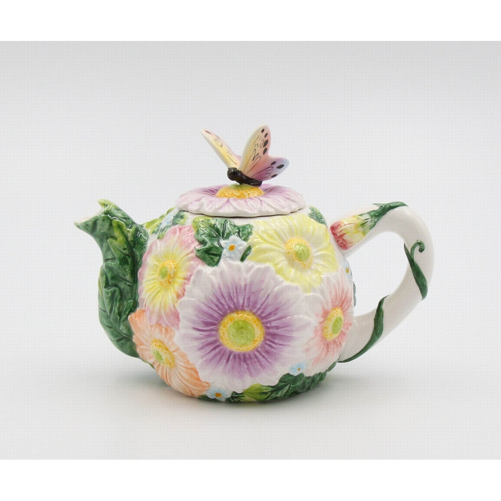 Mini Ceramic Colorful Daisy Flowers with Butterfly TeapotMomKitchen DcorTea Party DcorCaf Dcor, Image 2