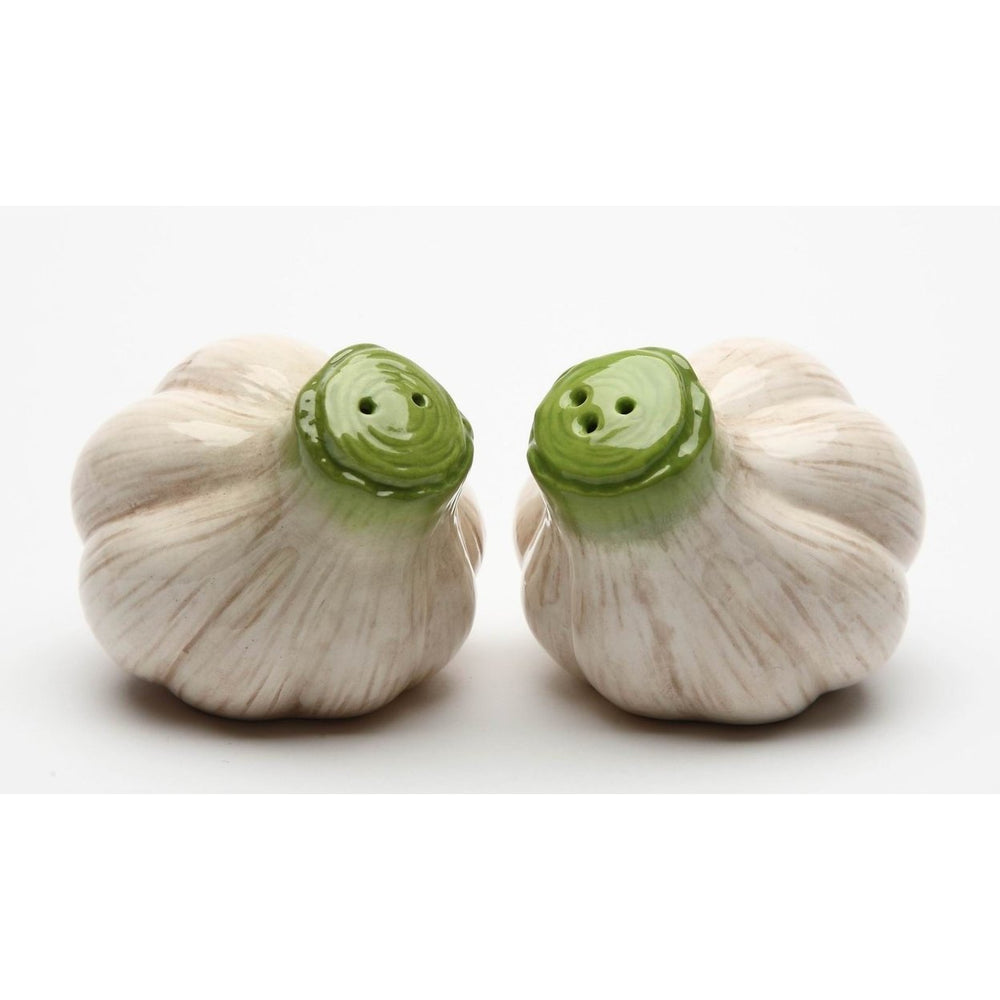 Hand Painted Ceramic Garlic Salt and Pepper Shakers Kitchen Image 2