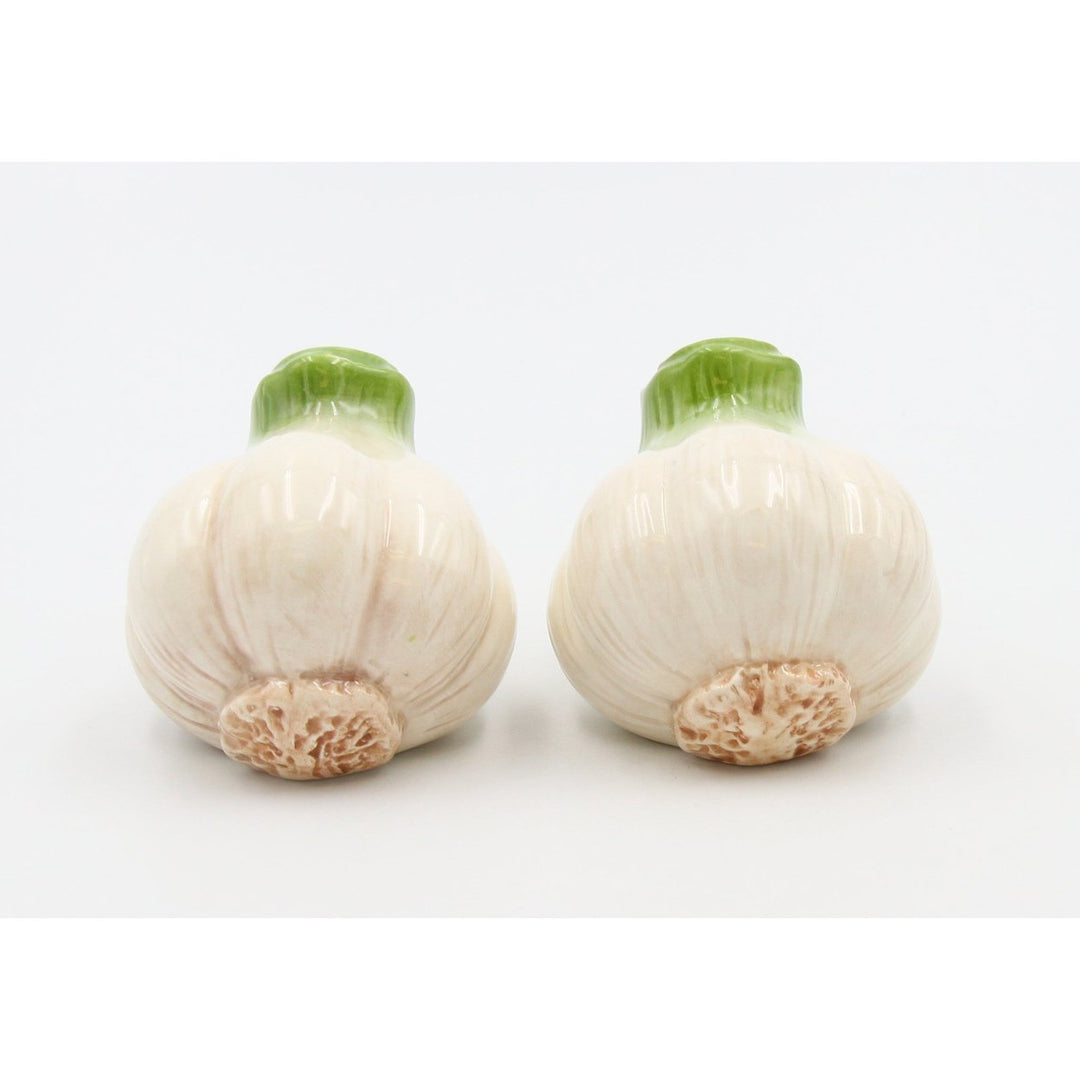 Hand Painted Ceramic Garlic Salt and Pepper Shakers Kitchen Image 3