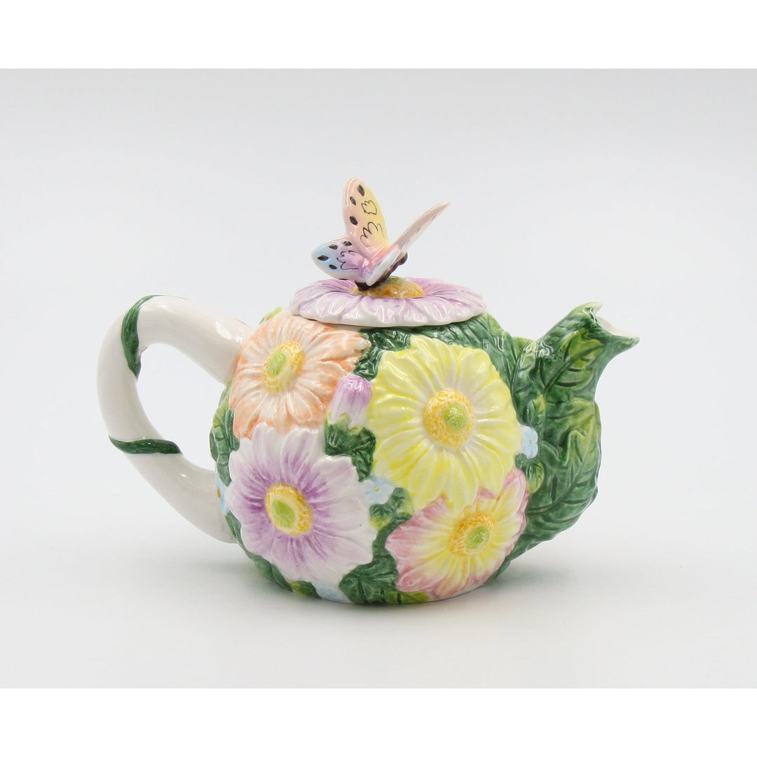 Mini Ceramic Colorful Daisy Flowers with Butterfly TeapotMomKitchen DcorTea Party DcorCaf Dcor, Image 4