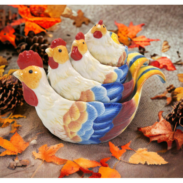 Ceramic Rooster Measuring Cup Set of 4 Image 1