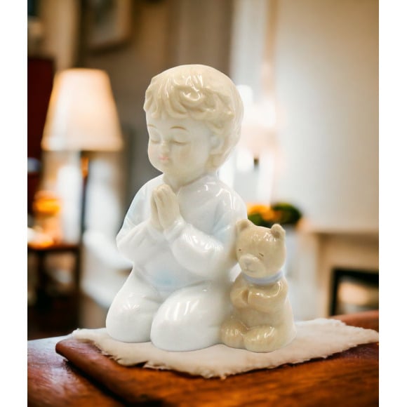 Ceramic Praying Boy Figurine Religious D cor Religious Gift Church D cor, Image 1