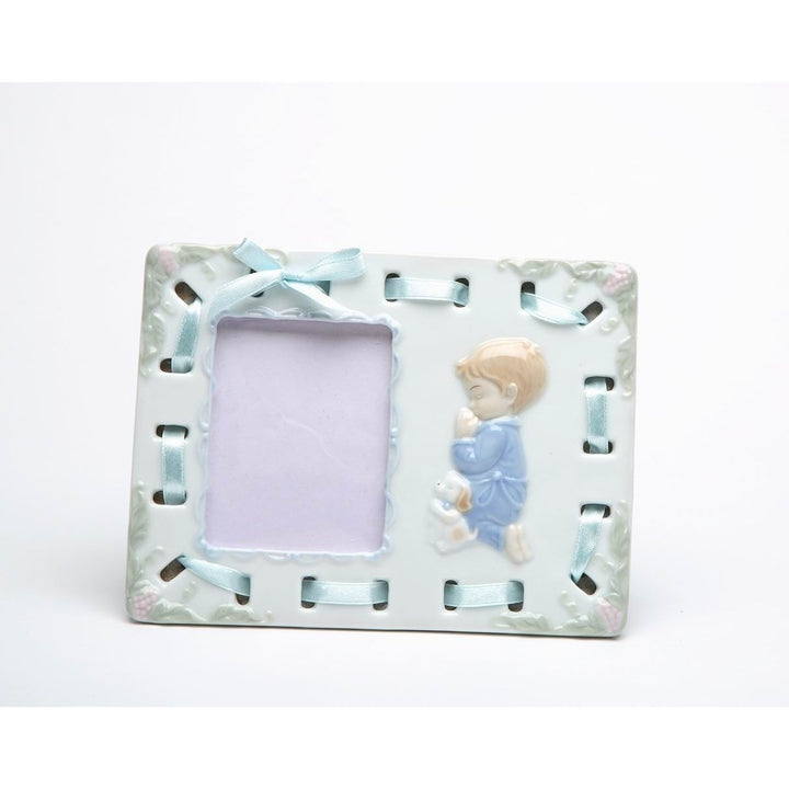 Ceramic Praying Boy Picture Frame 6x4 for Baptism Church Religious Gift Decor Image 3