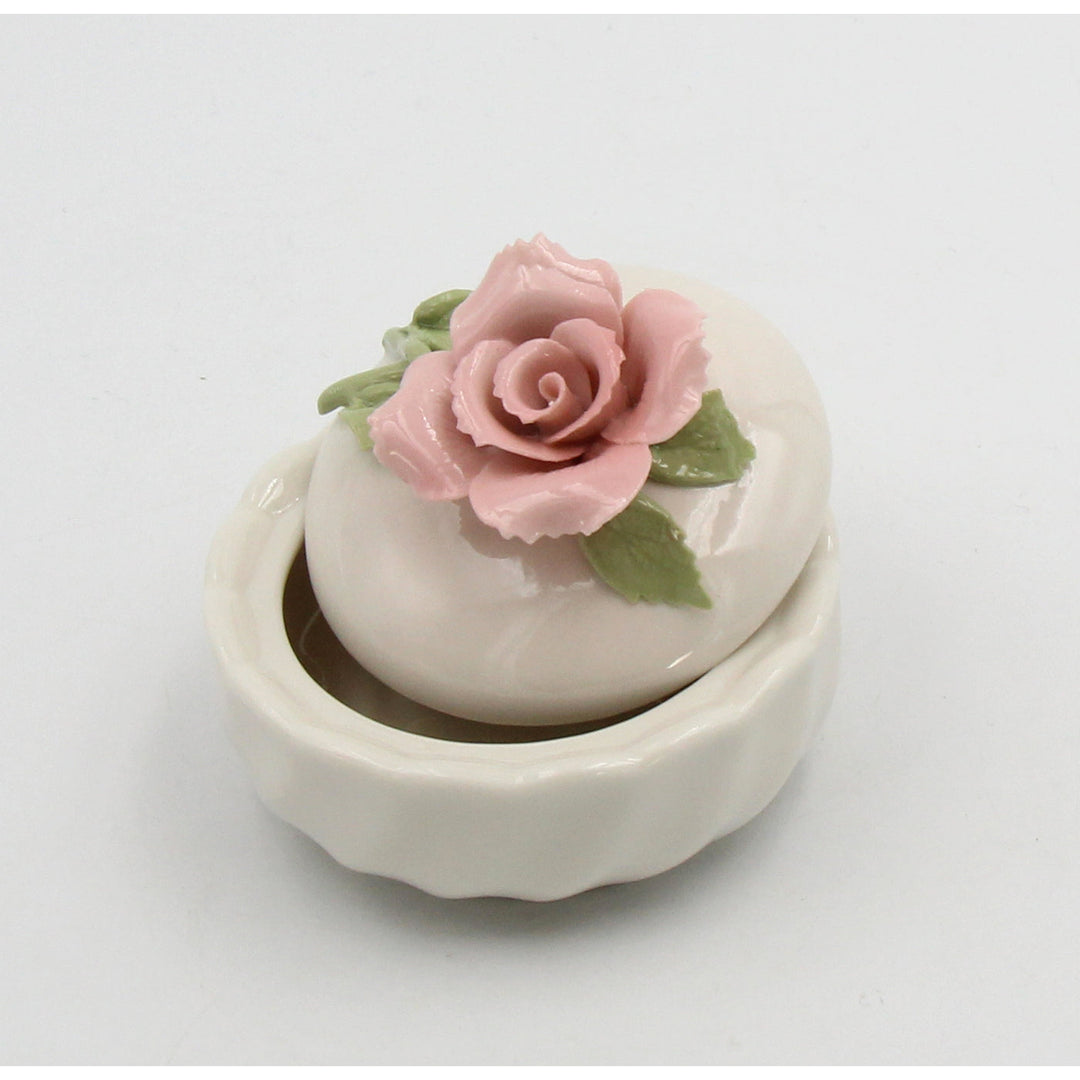 Ceramic Rose Jewelry Box 3x2.25in  Mom Valentines Day Image 3