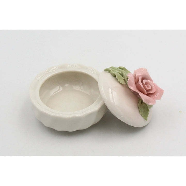 Ceramic Rose Jewelry Box 3x2.25in  Mom Valentines Day Image 4