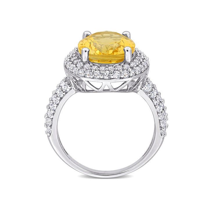 5.64 Carat (ctw) Citrine and White Topaz Halo Ring in Sterling Silver Image 3
